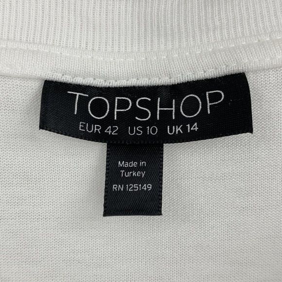 Womans Topshop T-Shirt Top Short Cutout Bell Sleeves White Sz 10 US M 0204 - Picture 4 of 7